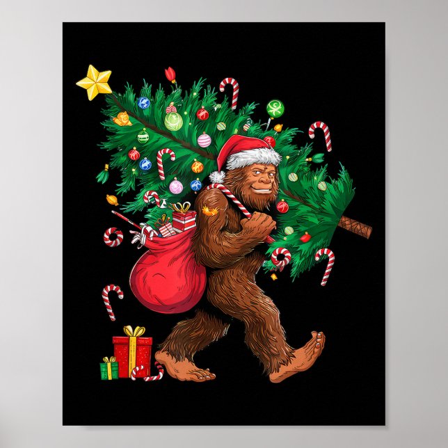 Poster Bigfoot Santa Most Wonderful Christmas Tree Lights (Devant)