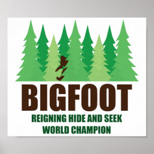 Poster Bigfoot Sasquatch Cacher et Rechercher Champion du