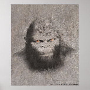 POSTER BIGFOOT SASQUATCH DESSIN PORTRAIT ORANGE YEUX