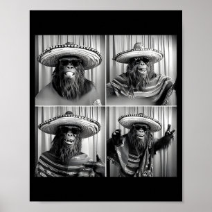 Poster Bigfoot sasquatch selfie photobooth cinq vintage