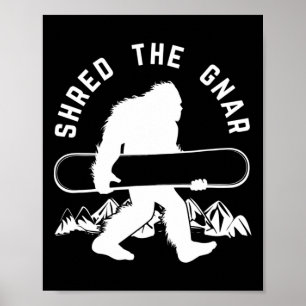 Poster Bigfoot Snowboard Shredding Gnar Sasquatch Snowboa