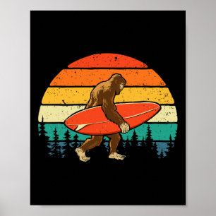 Poster Bigfoot Surfer - Planche de surf rétro Surfant sur