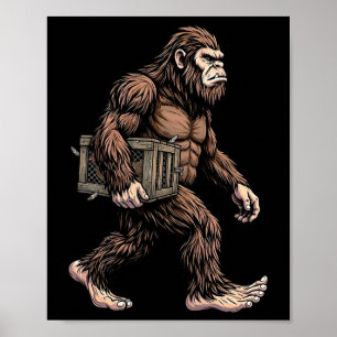 Poster Bigfoot transportant une caisse de poulet Ferme de