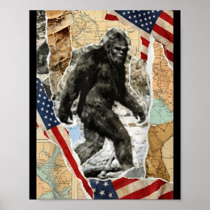 Poster Bigfoot usa drapeau américain sasquatch patriotiqu