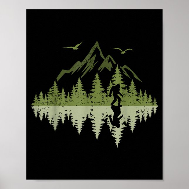 Poster Bigfoot Walking Forest Sasquatch Woods Parks Men W (Devant)