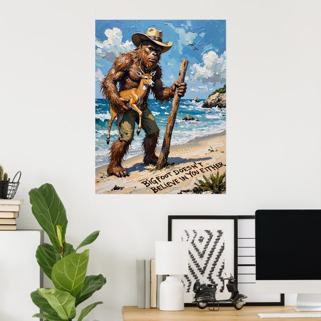 Poster Bigfoot's Beach Haul : Un cerf et un bâton (Bureau à domicile)