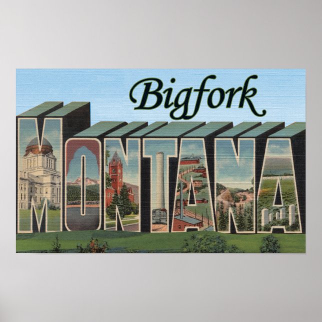Poster Bigfork, Montana - Scènes de grandes lettres (Devant)