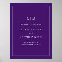Bijou Tone violet Monogramme Élégant Mariage de bi