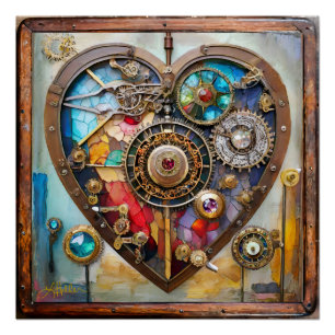 Poster Bijoux et cœur de verre teinté Série Steampunk