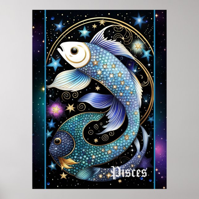 Poster Bijoux Galaxie Zodiac Pisces (Devant)