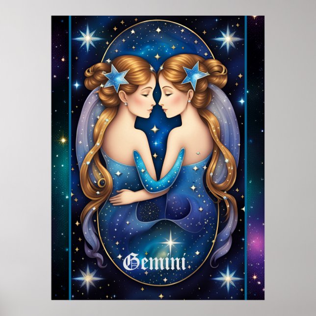 Poster Bijoux Galaxy Zodiac Gemini (Devant)