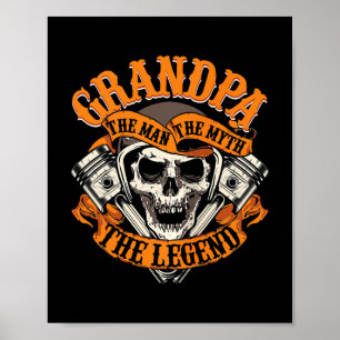 Poster Biker Grandpa Les Hommes Le Mythe Légende Fête des