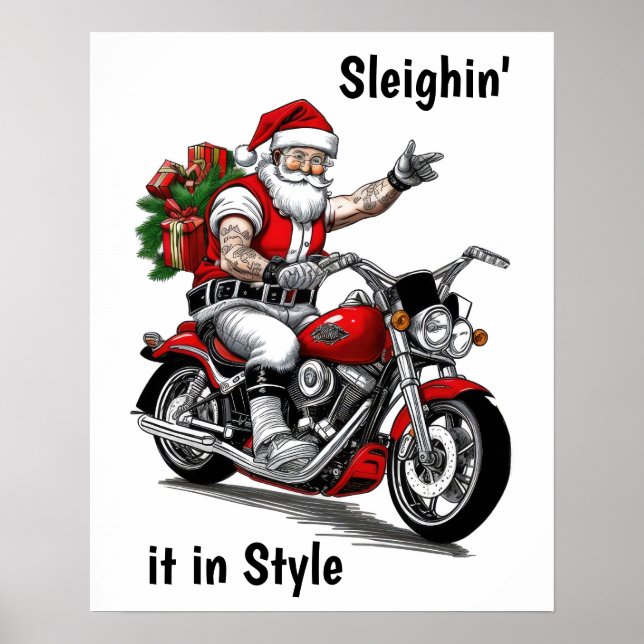 Poster Biker Santa Claus (Devant)
