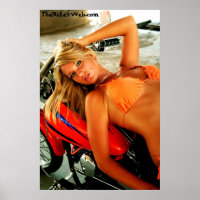 Poster: Bikini Babe on a Custom Motorcycle