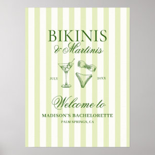 Poster Bikinis et Martinis Bachelorette Bienvenue