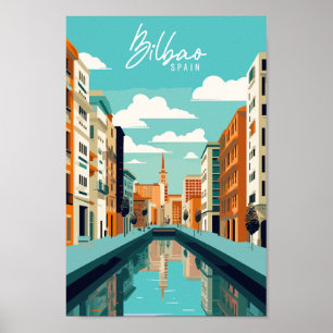 Poster Bilbao Espagne vintage lieu de voyage illustration