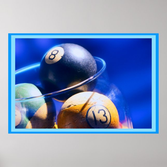 Poster Billard bleu (Devant)