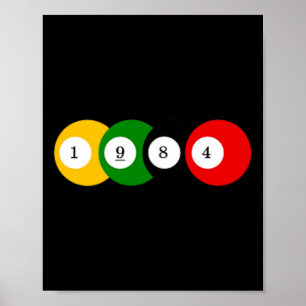 Poster Billard de billard de piscine 1984 Conception de l