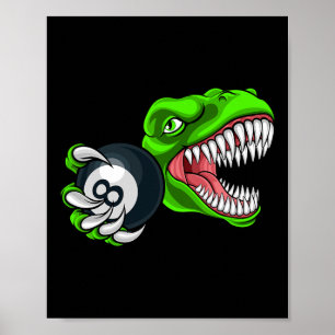 Poster Billard Drôle T-rex Art Billard Jouant au Pool P