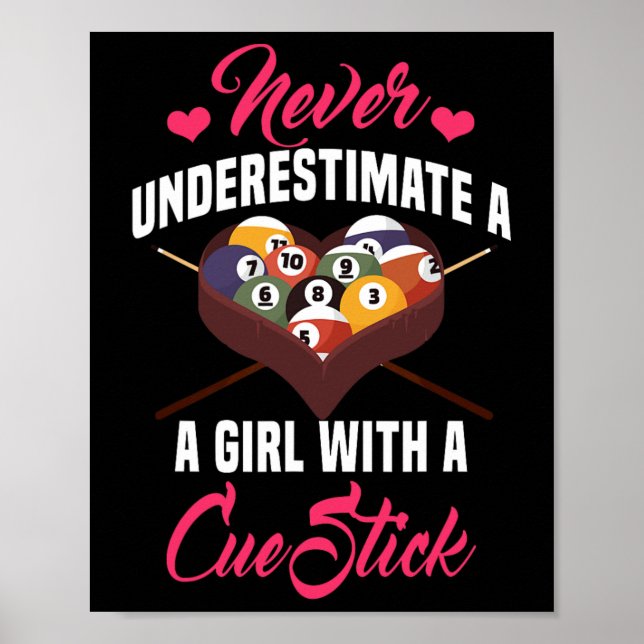Poster Billard Joueuse de table Snooker Pyramide Billia (Devant)