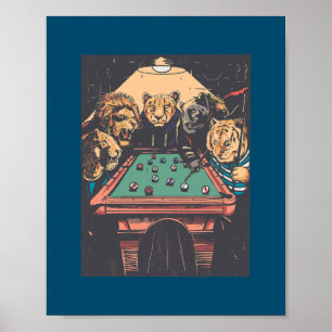 Poster Billard Lion Big Cats Tiger Pool Jeu