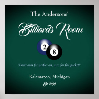 Poster Billard personnalisable Pool Bar de la salle