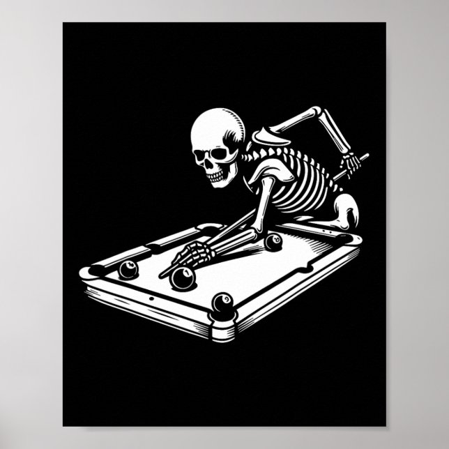 Poster Billard squelette billard snooker de la piscine d' (Devant)