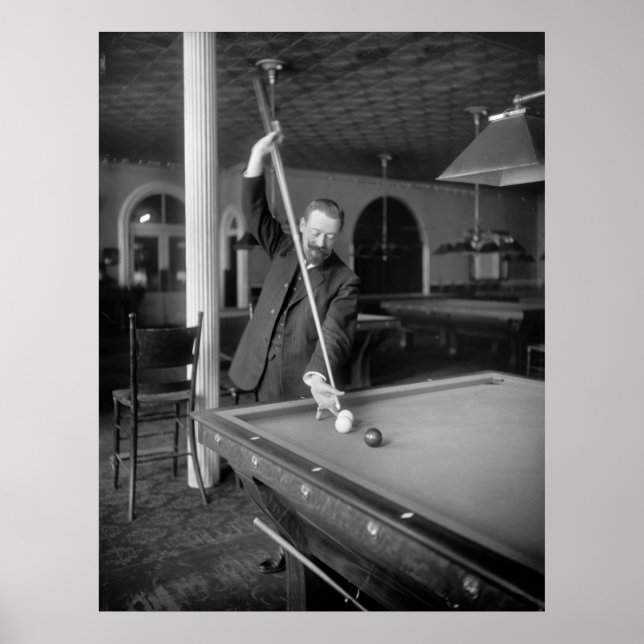 Poster Billard Trick Shot, début des années 1900 (Devant)