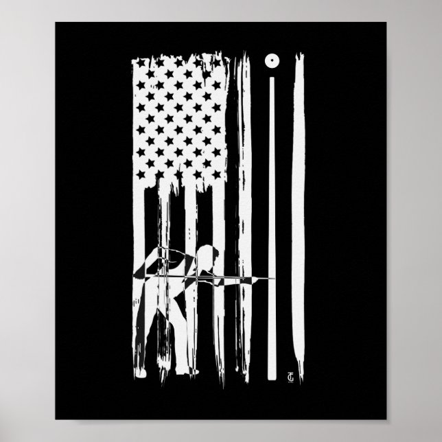Poster Billard USA Drapeau Cue Sports Billard Pool (Devant)
