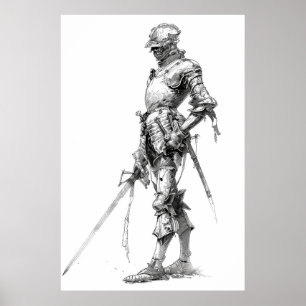 Poster Billet d'illustration militaire Landknecht du XVIe