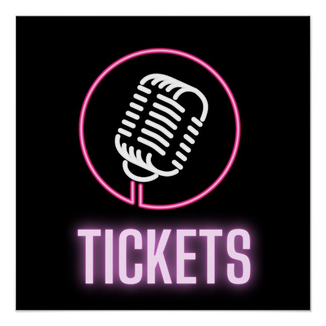 Poster Billets Neon Retro Mic (Devant)