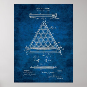 Poster Billiard Ball Brevet Art #3 Rec Room Wall Art