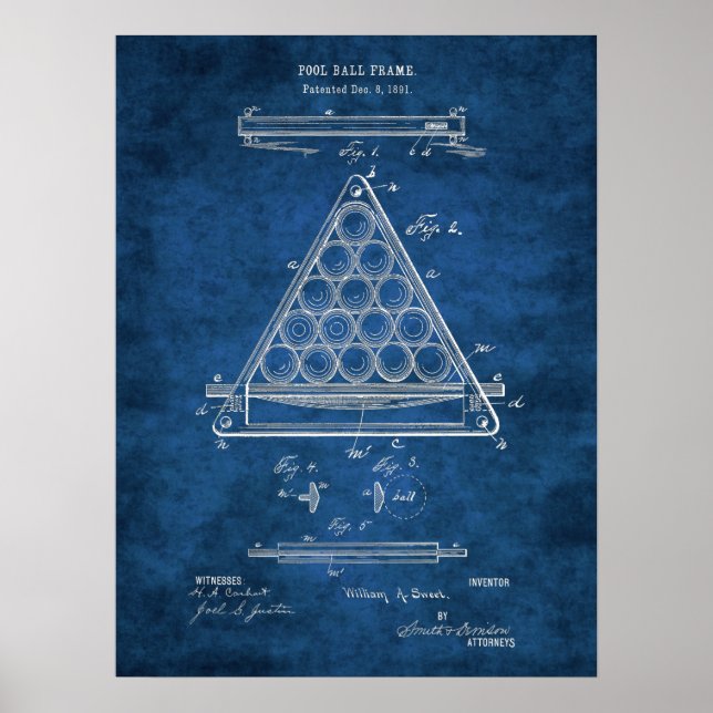 Poster Billiard Ball Brevet Art #3 Rec Room Wall Art (Devant)