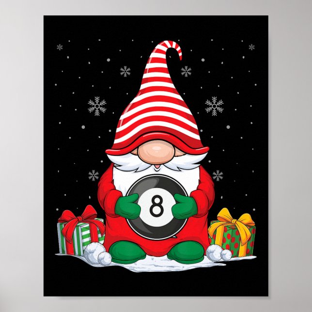 Poster Billiard Ball Gnomes de Noël mignon Billiard Ball (Devant)