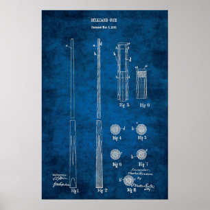 Poster Billiard Cue Brevet Art imprimer no.4 Décor de sal