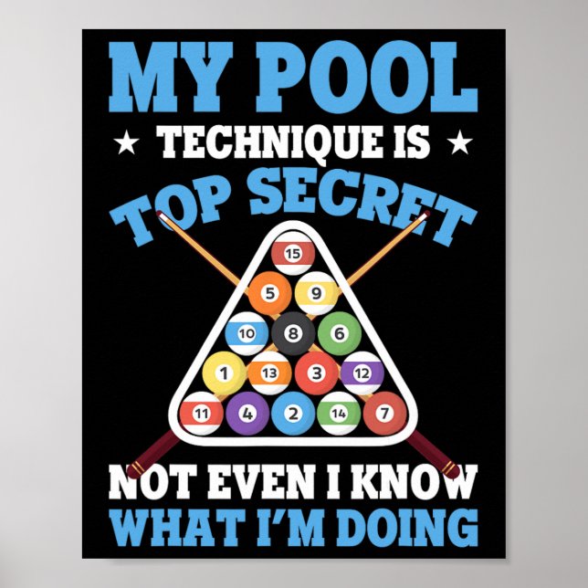 Poster Billiard Funny Pool Player Ma Technique De Pool Es (Devant)