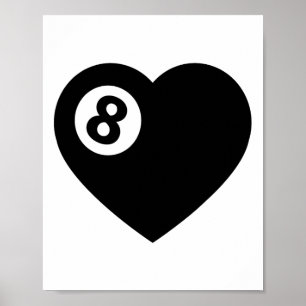 Poster Billiard Heart Love Pool Joueur Valentine Sondage