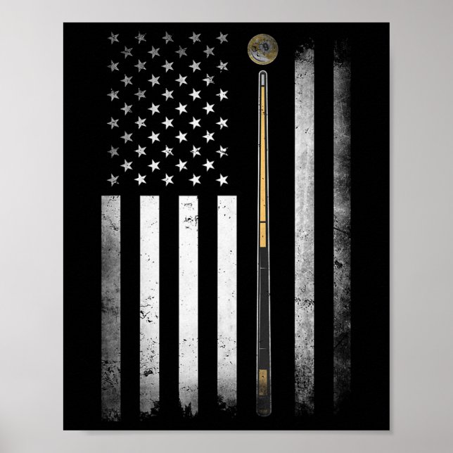 Poster Billiard Pool Player Table États-Unis drapeau amér (Devant)