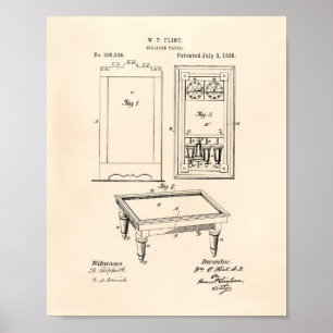 Poster Billiard Table 1888 Art Brevet - Vieux Poivre
