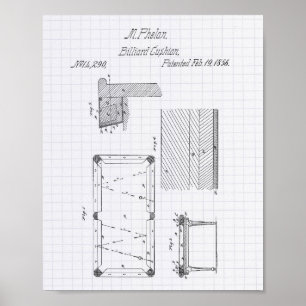 Poster Billiard table cushion 1856 Patent Art - Lined