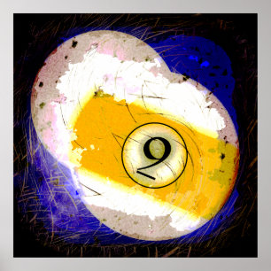 POSTER BILLIARDS BALL NUMÉRO 9