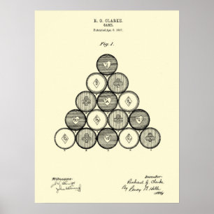 Poster Billiards Balls Brevet Wall art PRint #1