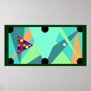 POSTER BILLIARDS Pool Table ABSTRAITE Rack&Ready