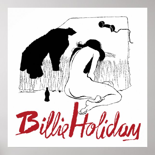 Poster Billie Holiday Vintage Jazz Illustration (Devant)