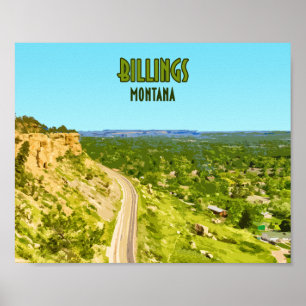 Poster Billings Montana Rim Rocks Vintage