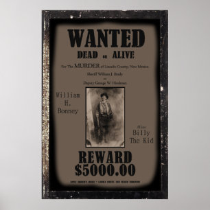 Poster Billy The Kid Recherché Dead or Alive