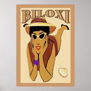 Poster Biloxi, Lady on Beach