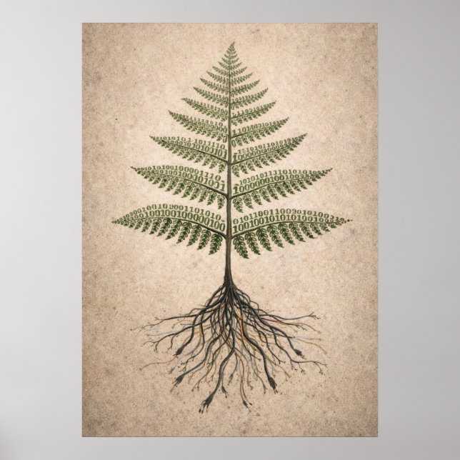 Poster Binary Botany - Art abstrait codage et nature (Devant)