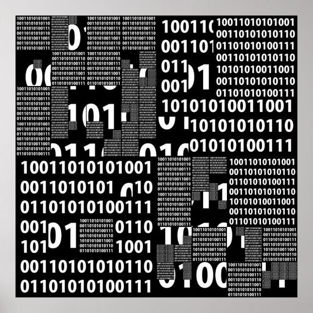 Poster Binary en noir et blanc (Devant)