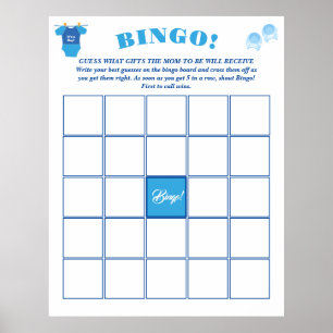 Poster Bingo Boy Baby shower Prédiction et conseil.